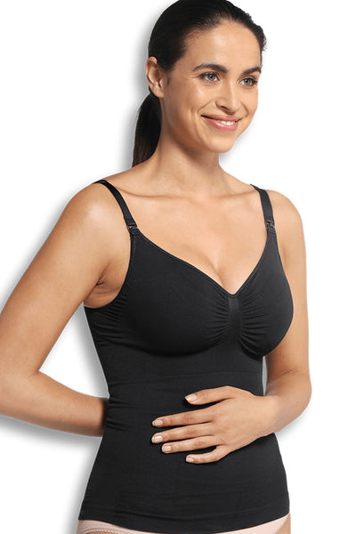 Seamless shaping nursing undershirt, black
