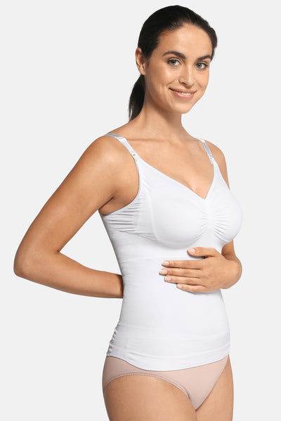 Seamless shaping nursing undershirt, white