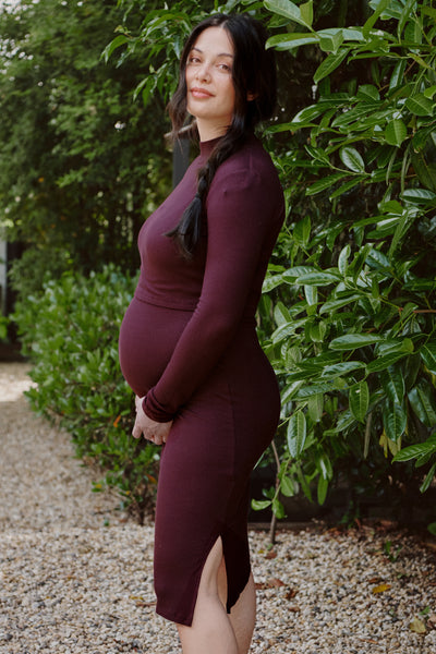 Zweiteiliges Rippstrick Umstands- und Stillkleid