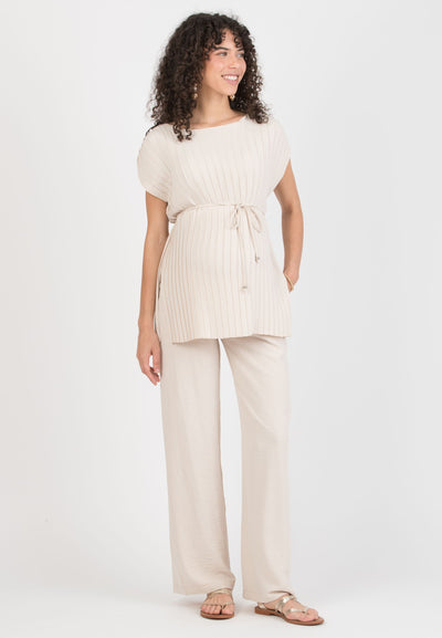Palazzo maternity trousers in beige crepe