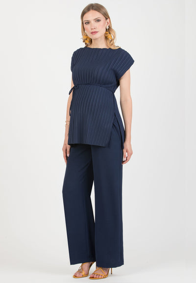 Palazzo maternity trousers in crepe navy