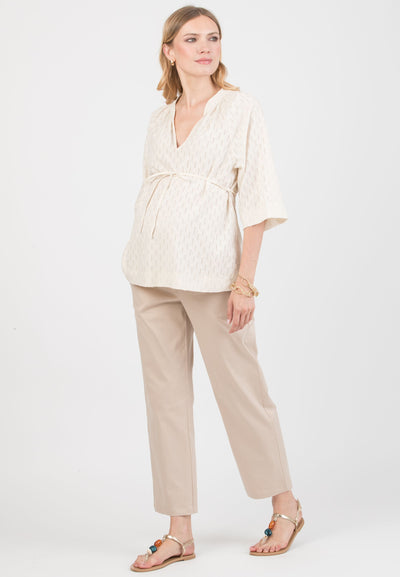 Garbardine Cropped Umstandshose beige