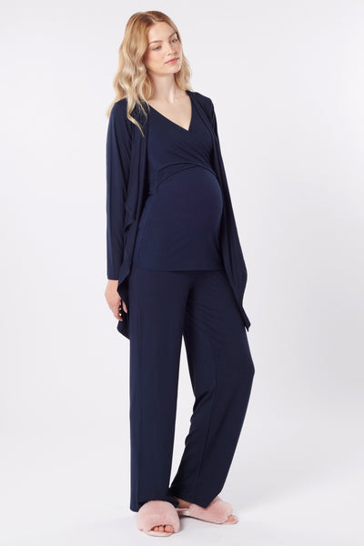 3-piece Eco Viscose Maternity Loungewear Set navy