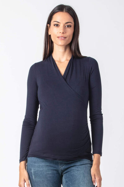 Umstands- und Stillshirt mit Raffungen navy