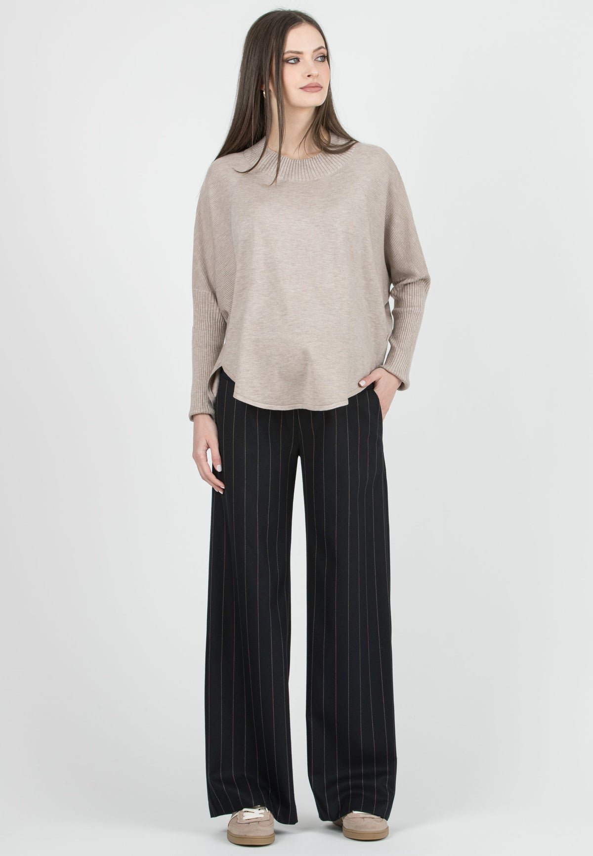 Umstandshose mit Nadelstreifen und weitem Bein blau ATT26AW01 6