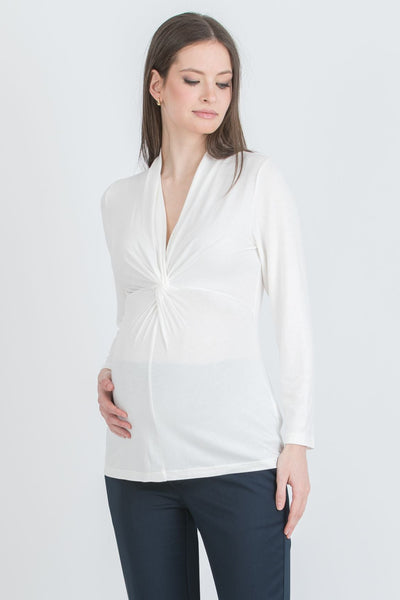 Umstands- und Stillshirt aus Viskose-Jersey mit Knotendetail elfenbein