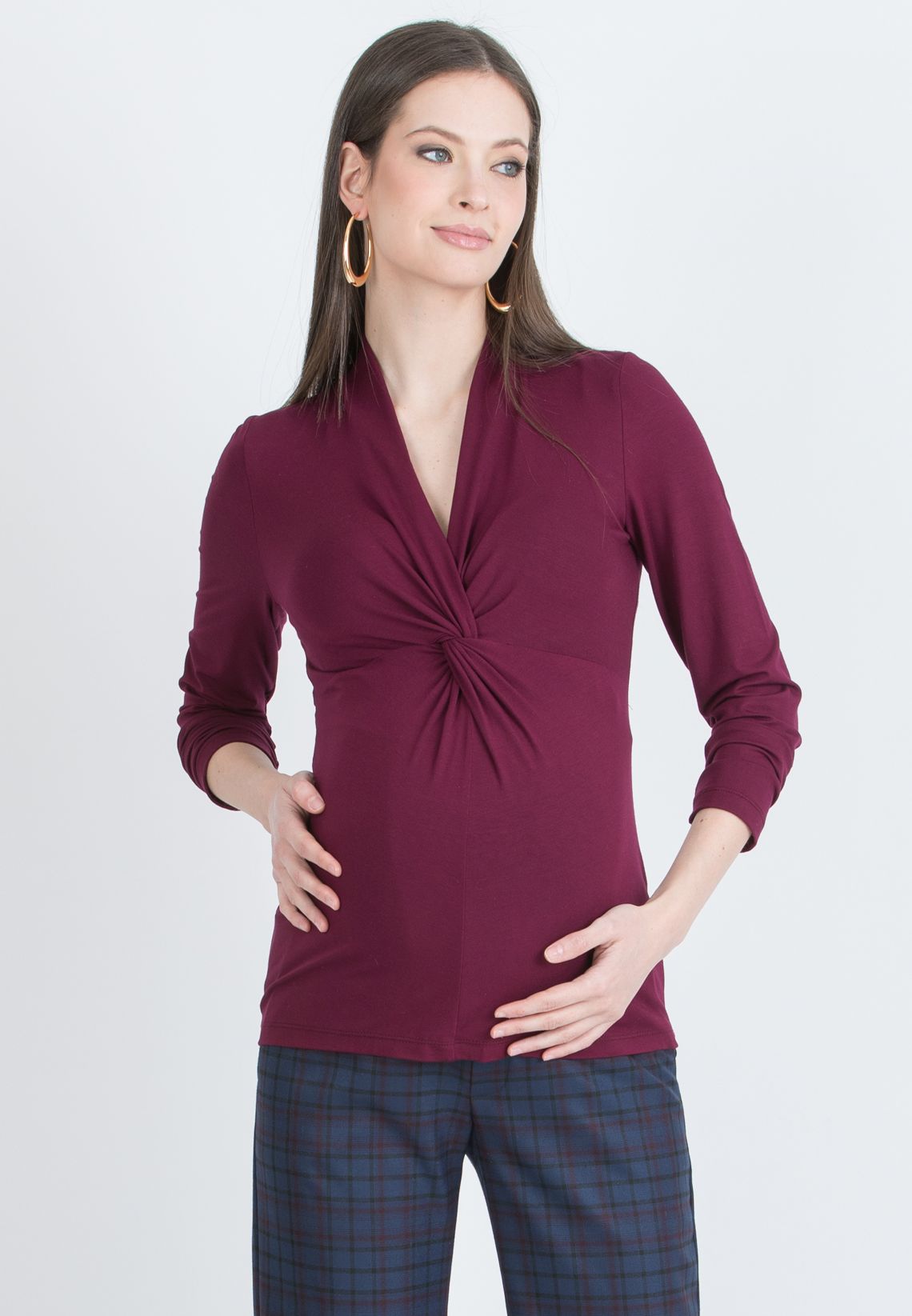 Umstands- und Stilltop aus Viskose-Jersey mit Knotendetail bordeaux ATT26AW06 1