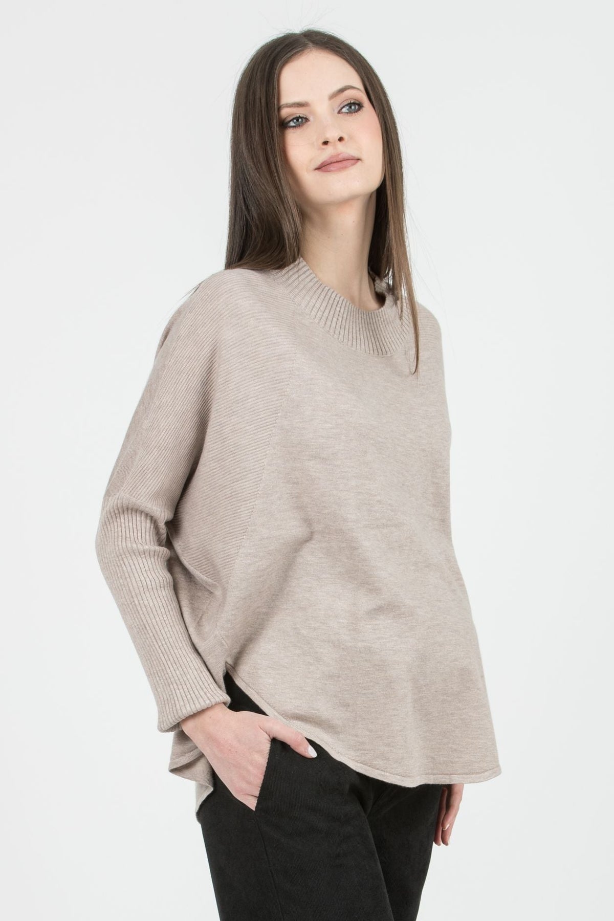 Umstands- und Stillpullover mit Rundsaum beige ATT26AW08 1