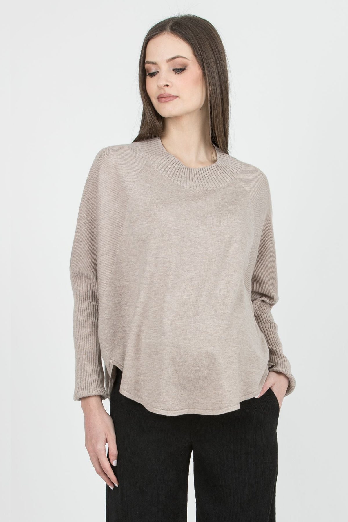 Umstands- und Stillpullover mit Rundsaum beige ATT26AW08 3
