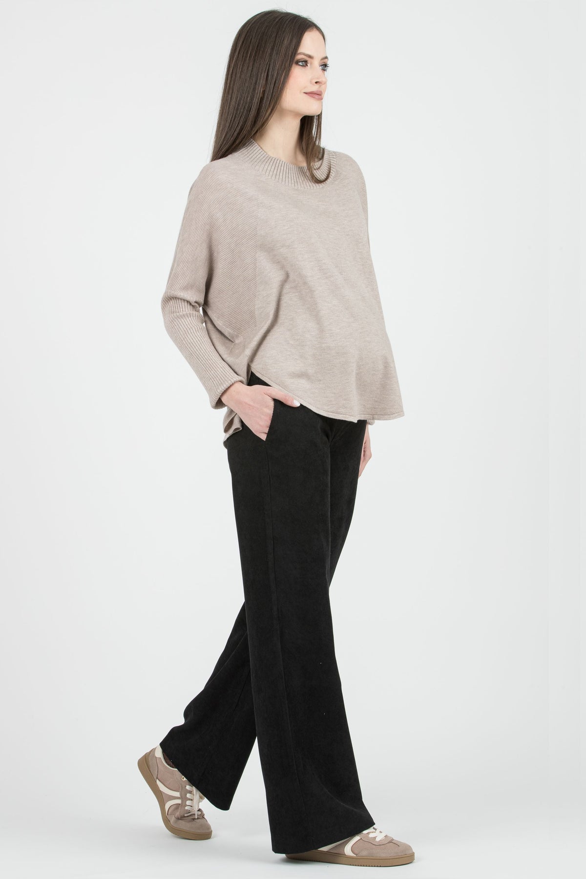 Umstands- und Stillpullover mit Rundsaum beige ATT26AW08 5