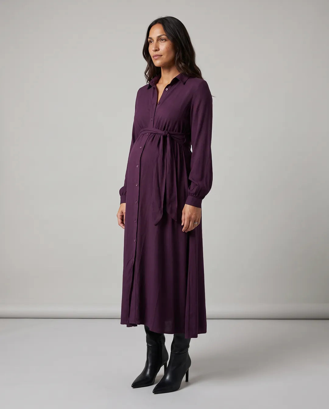AW26 Aubergine Shirtdress Anchor Studio Front