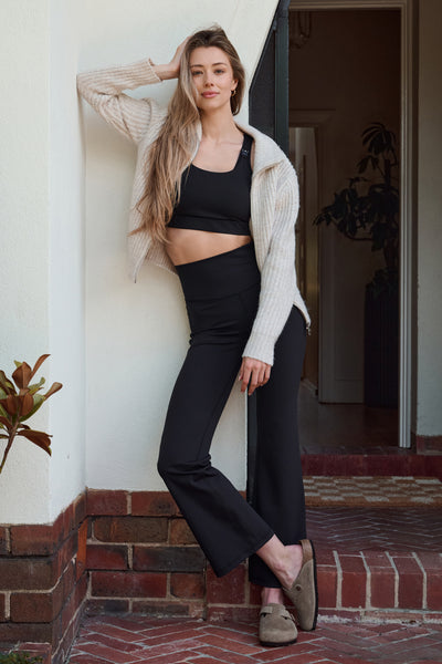 Active Flared Überbauch Umstandsleggings schwarz