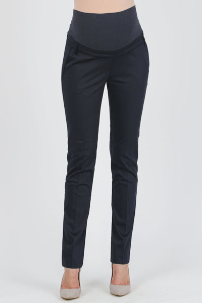 Cotton satin maternity trousers navy