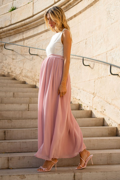 Boatneck Umstandsrobe mit Rückenausschnitt rosa
