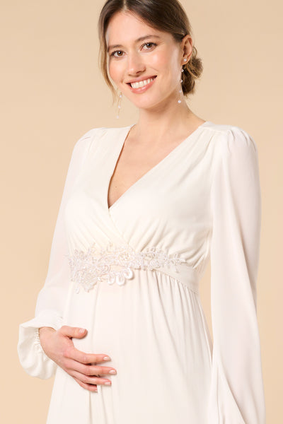 Boho chiffon sash with pearls and lace