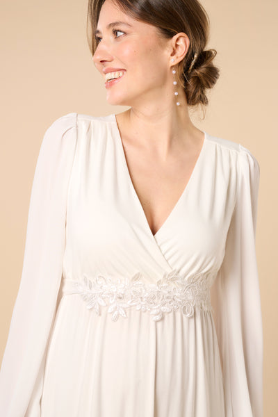 Boho satin sash with floral lace