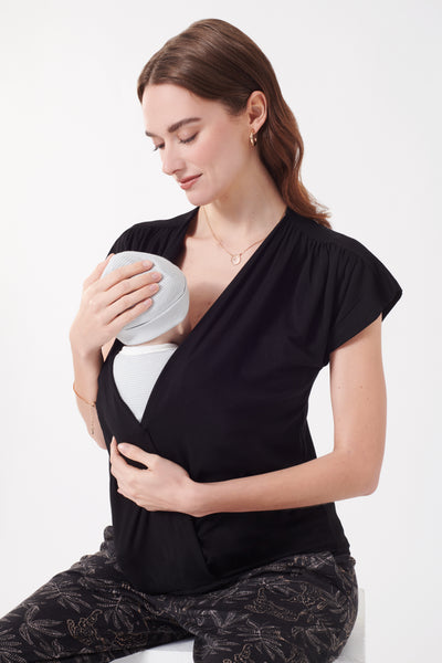 2-in-1 Eco Viskose Bondingshirt mit integriertem Still Cover schwarz
