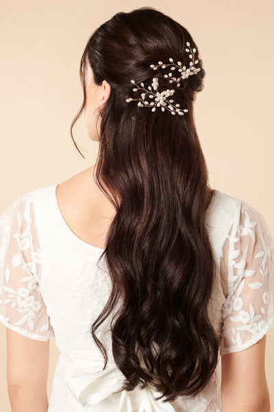 Set of 2 bridal hairpins with pearls