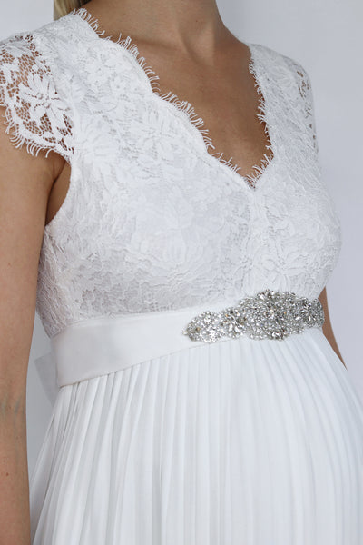 Wedding dress sash with Art Deco gemstones, ivory