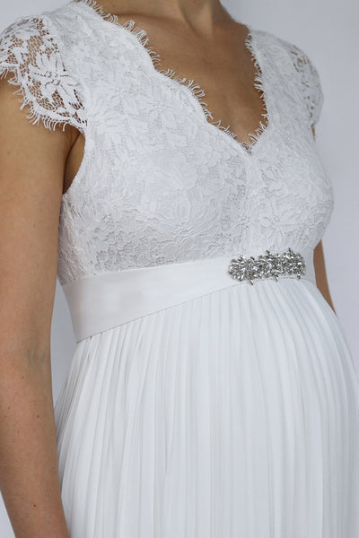Brautkleid Schärpe mit Blumenverzierung elfenbein