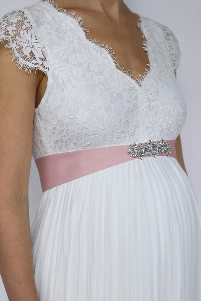 Brautkleid Schärpe mit Blumenverzierung rosa