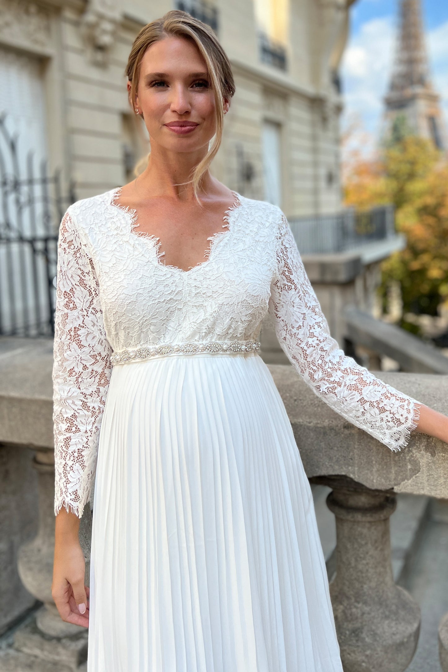 Brautkleid Schärpe mit Ziersteinbesatz elfenbein