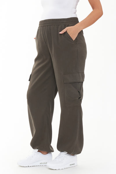 Tencel Cargo maternity trousers khaki