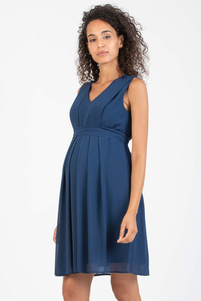 Chiffon Umstands- und Stillkleid blau