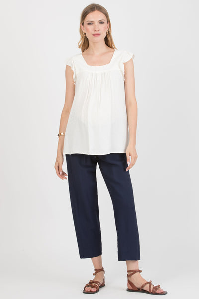 Cropped Umstandshose mit Smock Bund navy