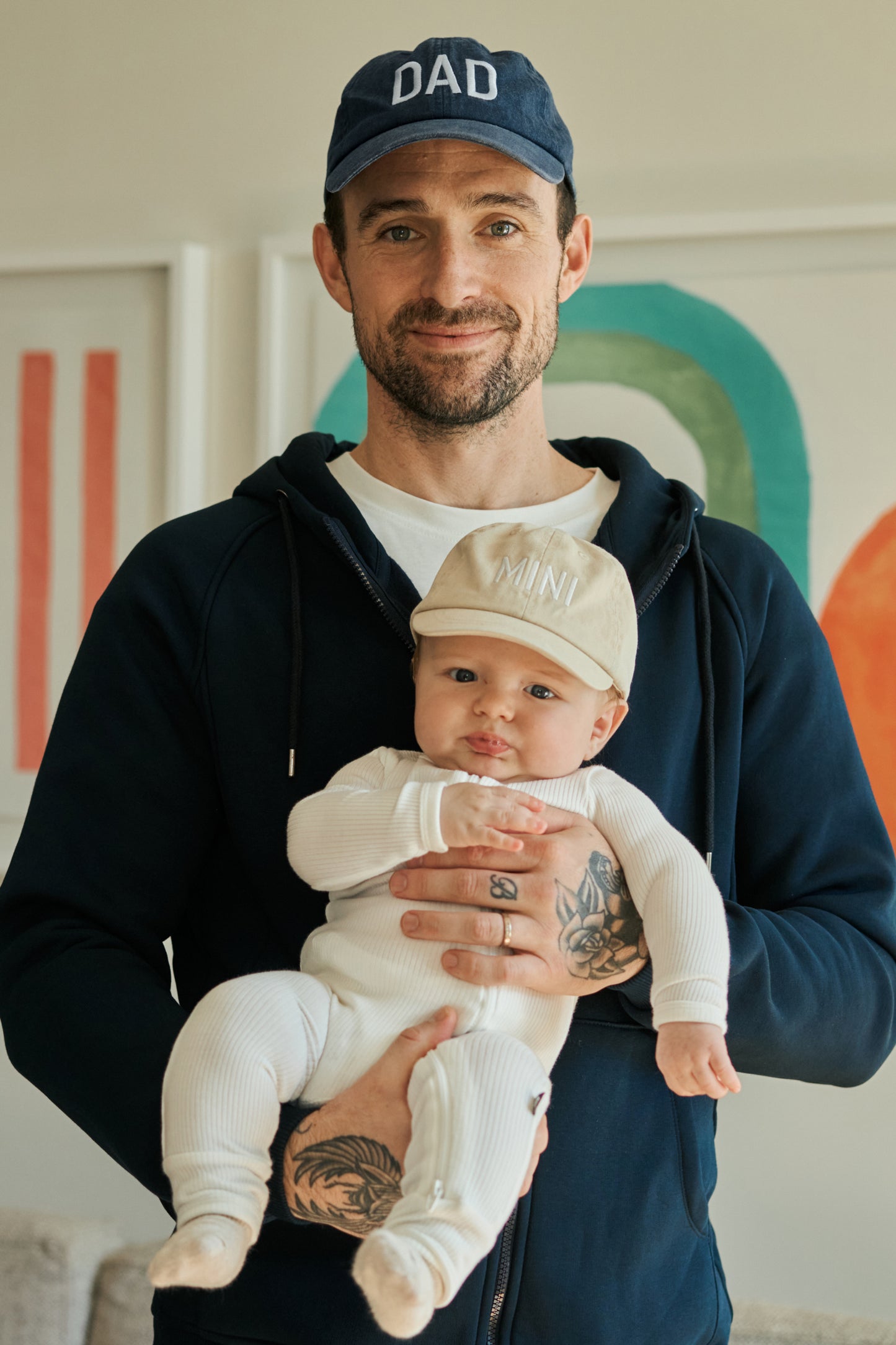 Dad & Mini Caps Partnerlook Set im Geschenkbeutel