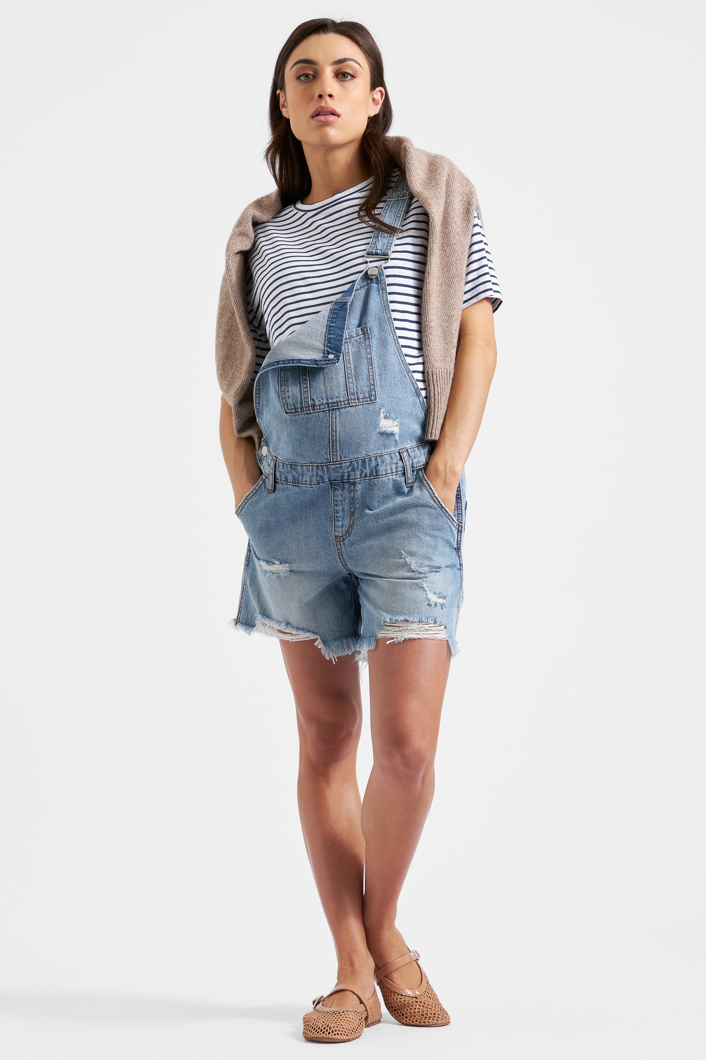 Denim Latzhose im Used Look