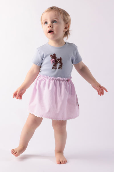 Dirndl Body mit Rock und Bambi Applikation rosa