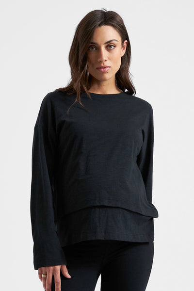 Double Layer Maternity and Nursing Shirt, Black