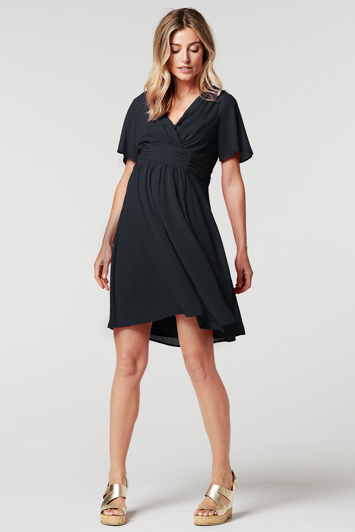 Eco Chiffon Umstands- und Stillkleid navy