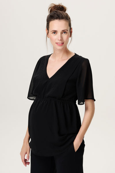 Eco Chiffon Maternity and Nursing Tunic, Black