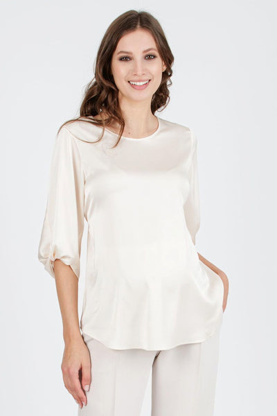 Eco Satin Umstandsbluse mit Rückenbindung