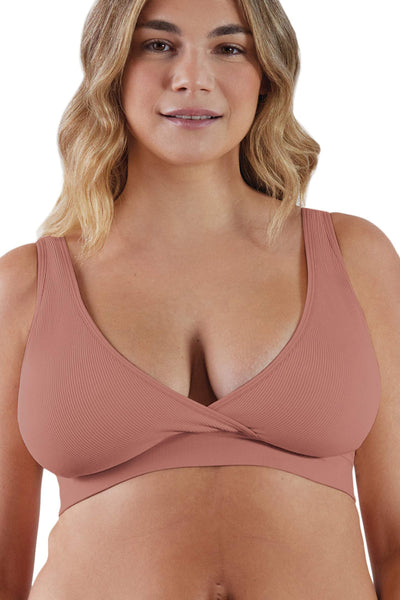 Eco Sleep Nursing Bra with Ribbed Structure, Pink