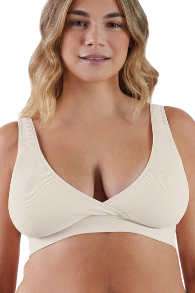 Eco Sleep Nursing Bra with Ribbed Structure, Ivory