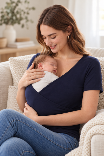 Eco Viscose Kangaroo Bonding and Nursing Shirt navy