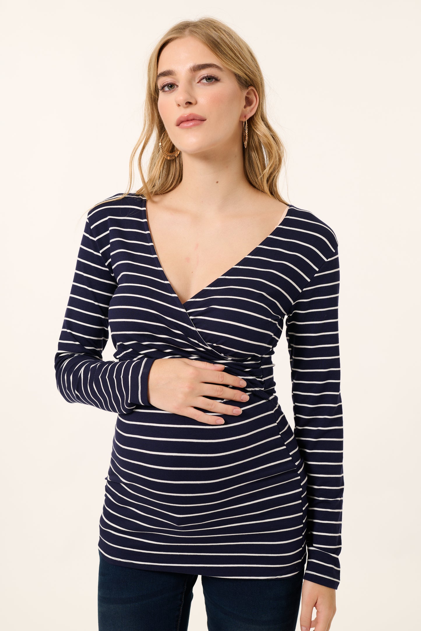 Eco Viskose Umstands- und Stillshirt navy gestreift