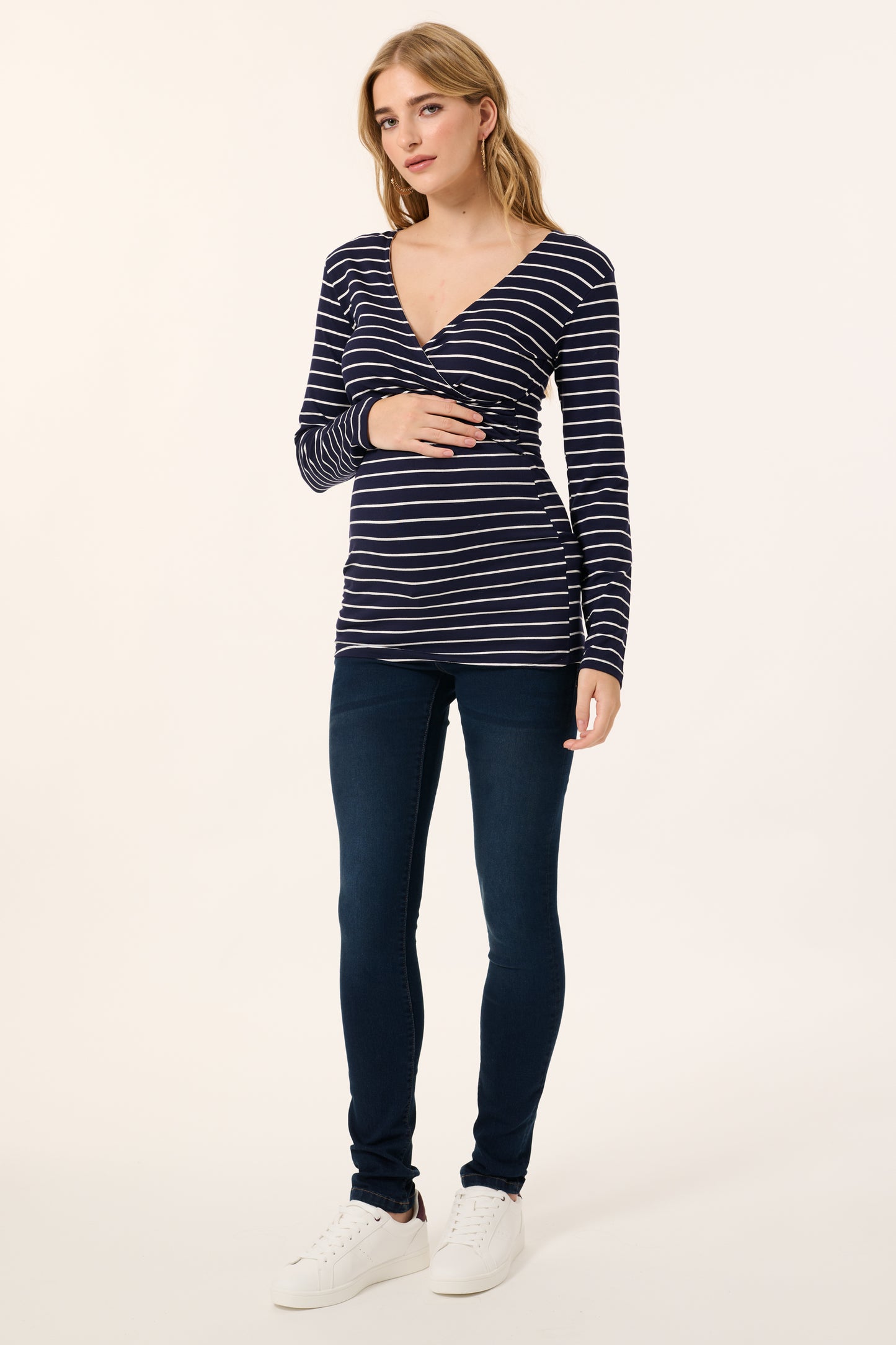 Eco Viskose Umstands- und Stillshirt navy gestreift