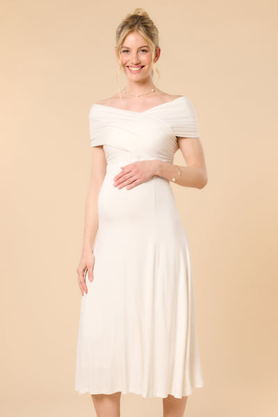 Ecovero Off-Shoulder Umstandsbrautkleid