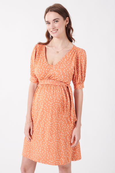 Ecovero Umstands-und Stillkleid in Wickeloptik terracotta