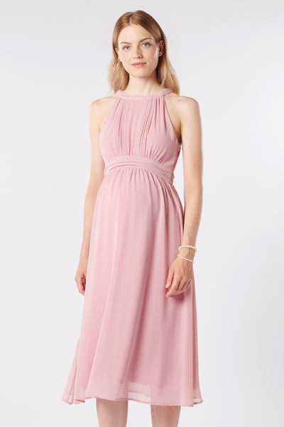 Halterneck maternity dress with rhinestone embellishment