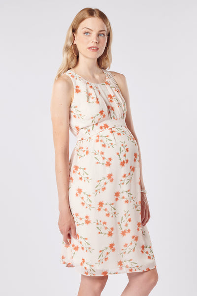 Umstandskleid in A-Linie mit Bindegürtel Flower Print