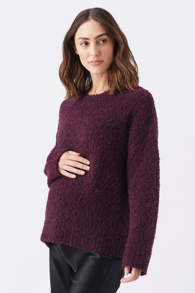 Flauschiger Umstands- und Strickpullover burgund
