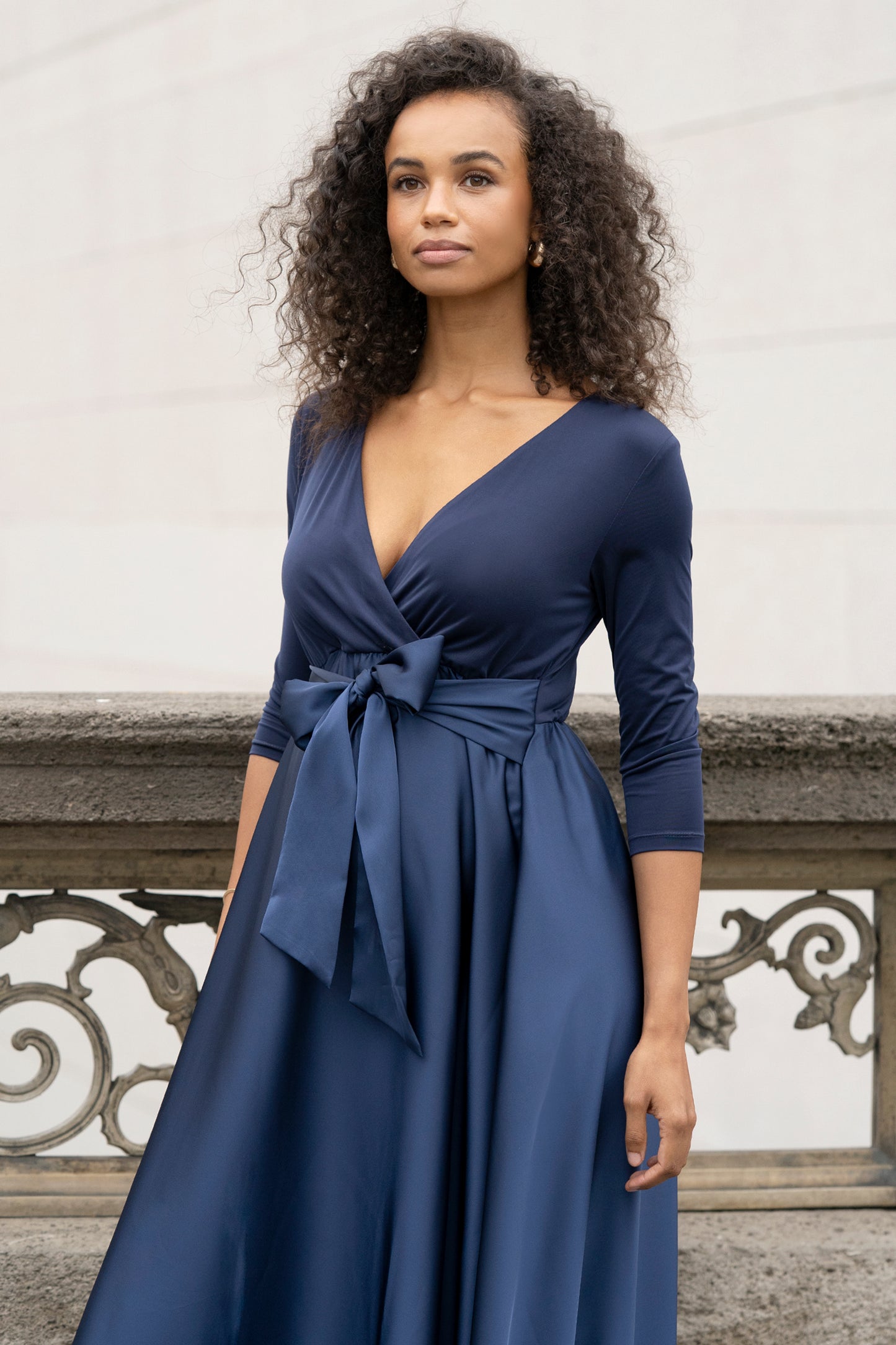 Maternity and nursing dress with satin skirt, navy Mamarella GmbH Maternity and nursing dress with satin skirt, navy Mamarella GmbH