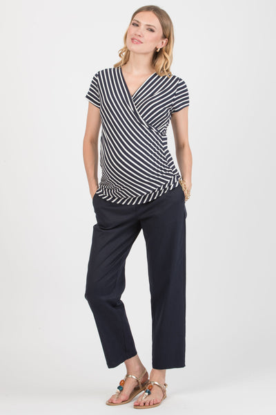 Garbardine Cropped Umstandshose navy