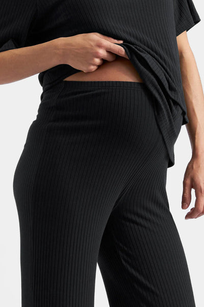 Ribbed loose fit maternity trousers, black