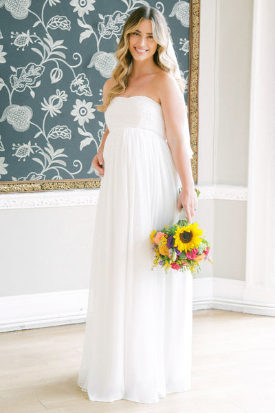 Bandeau maternity bridal gown white